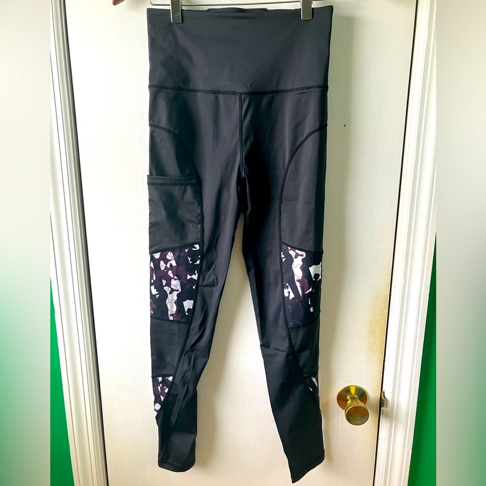 Acai Activewear Leggings High-waisted Two Pockets Black with Accents Womens S